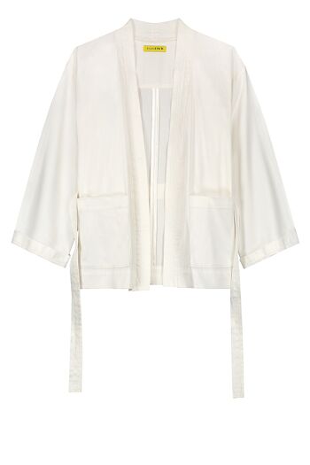 Veste kimono unisexe en coton blanc SS'23 PRÉCOMMANDEZ MAINTENANT 3