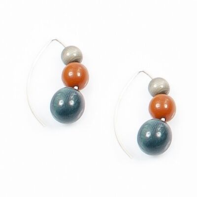 Boucles d'oreilles AMY Gris Taupe/Orange Cuit/Bleu Canard