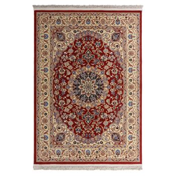 Tapis classique en pure laine vierge bordeaux 140x200cm - 1 1