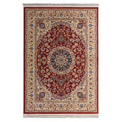 Klassischer Teppich aus reiner Schurwolle bordeaux 140x200cm - 1
