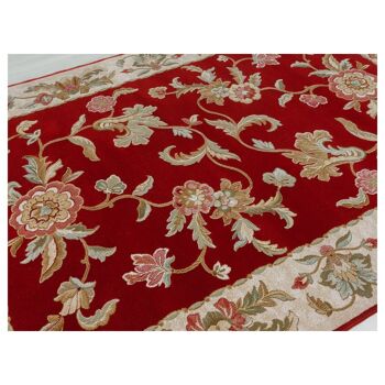 Tapis classique en pure laine vierge bordeaux 170x200cm - 1 2