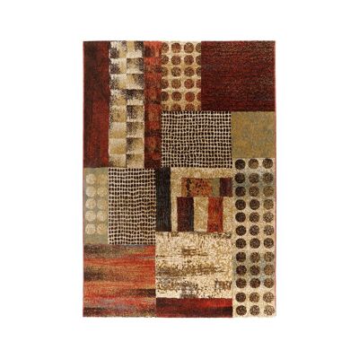 Modern pure virgin wool beige patchwork rug 140x200cm