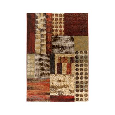 Tapis patchwork moderne pure laine vierge beige 140x200cm