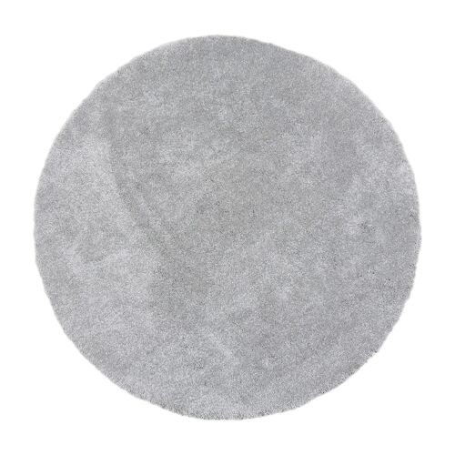 Alfombra redonda de pelo medio gris claro de 240cm de diámetro