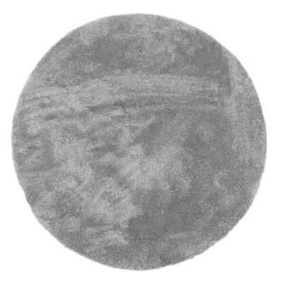Tapis rond gris foncé à poils moyens 140 cm de diamètre
