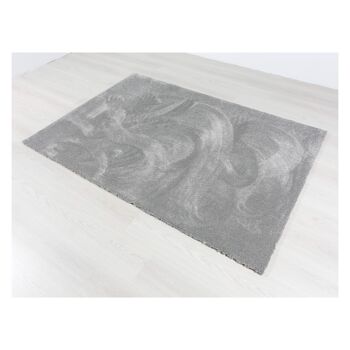 Tapis rond gris foncé à poils moyens 160 cm de diamètre 2