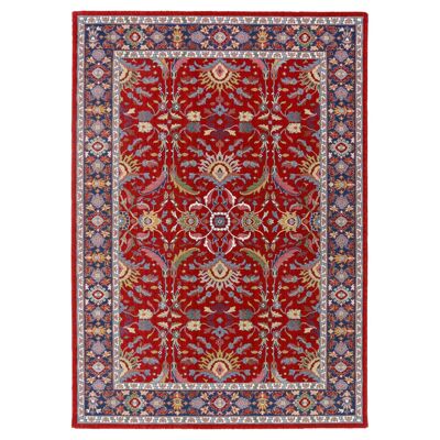 Classic red and navy blue pure virgin wool rug 200x250cm