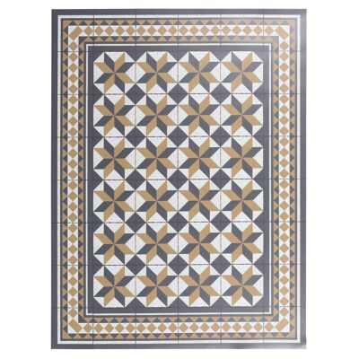 Roman-inspired hydraulic tile vinyl rug 60x90cm