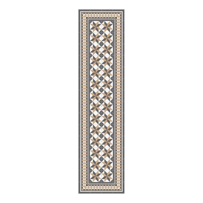 Roman-inspired hydraulic tile vinyl rug 60x150cm