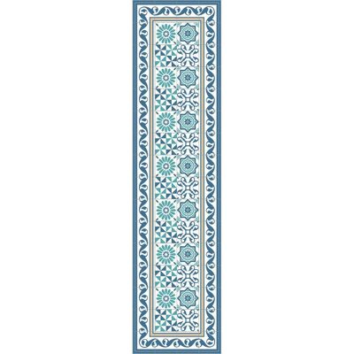 Mediterranean hydraulic tile vinyl rug 60x150cm