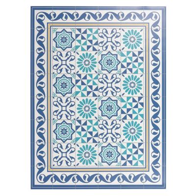 Mediterranean hydraulic tile vinyl rug 90x120cm