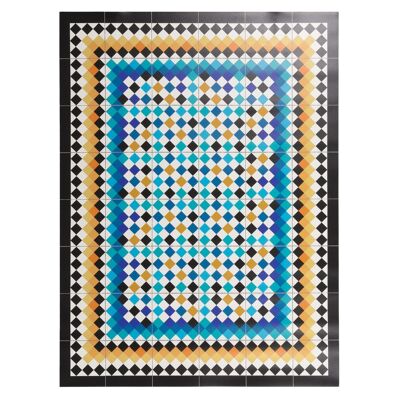 Modernist hydraulic tile vinyl rug 90x120cm