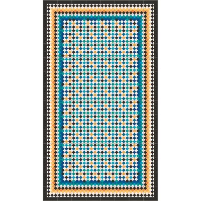 Modernist hydraulic tile vinyl rug 120x210cm