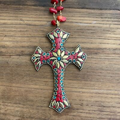 CRUCIFIX TIBETAIN ROUGE - Un