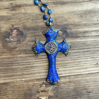 CRUCIFIX TIBETAIN BLEU - Trois