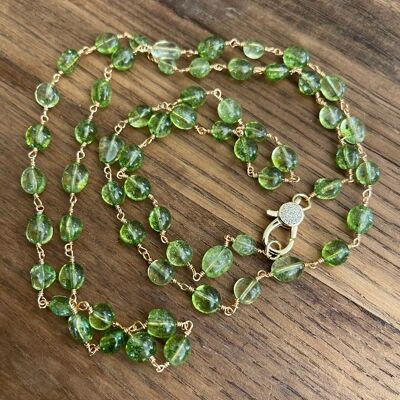 ROSARY CHAIN - Green recolored hyaline quartz