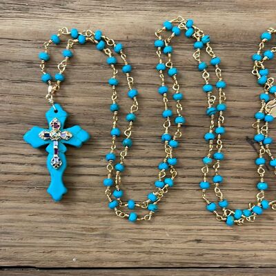 CRUCIFIX EN PATE TURQUOISE