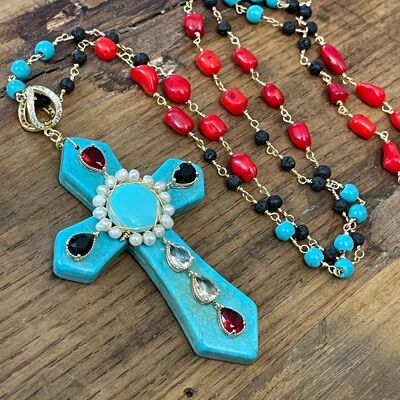 MAXI CROSS TURQUOISE - Turquoise with turquoise center