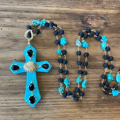 MAXI CROSS TURQUOISE - Turquoise centrale avec coquillage