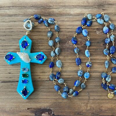 MAXI CROSS TURQUOISE - Turquoise with central snail