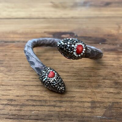 SNAKE HEAD - Dark gray with red bamboo
