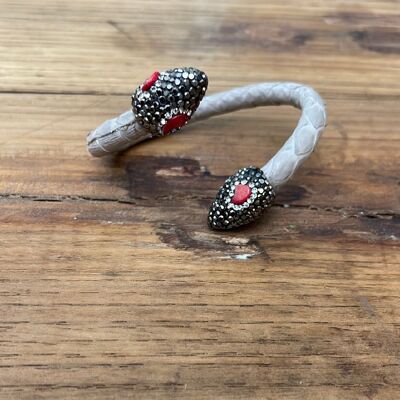 SNAKE HEAD - Light gray with red bamboo