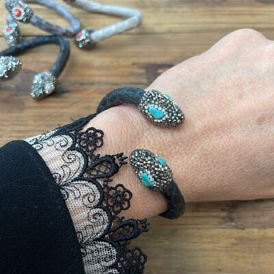 SNAKE HEAD - Black with turquoise