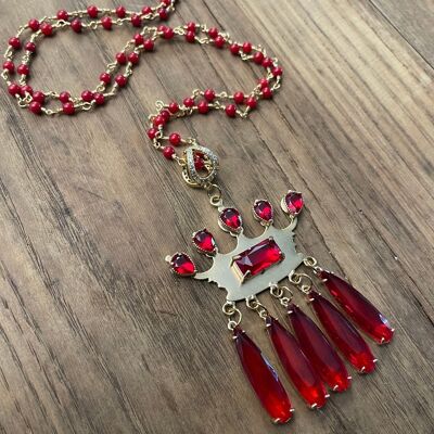 CROWN - RED bamboo necklace