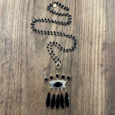 CROWN - BLACK crystal necklace