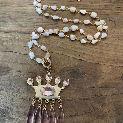 CROWN - PINK Rhodonite necklace