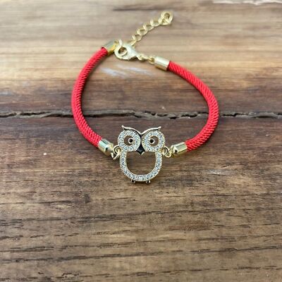 BRACELETS CORDON - Hibou avec cordon rouge