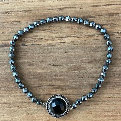 BRACCIALETTI in pietra dura - Ematite e Agata nera zirconi neri