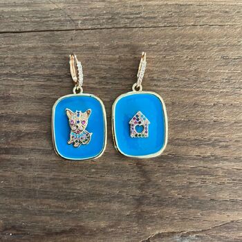 BOUCLES D'OREILLES PLAQUE BAU BLEU 1