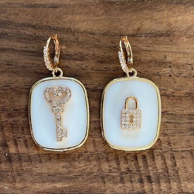 EARRINGS PLATE THE KEY TO THE HEART