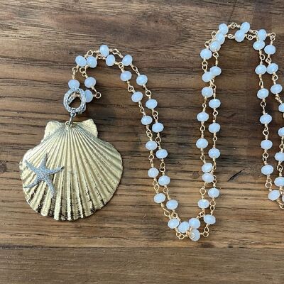 CONCHISTELLA - Gold star silver shell crystal necklace