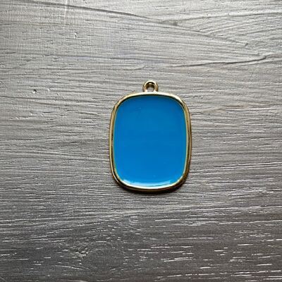 COLLANA PIASTRINA COLORI A RICHIESTA PIU' DOPPIA LETTERA CON SIMBOLO - AZZURRO