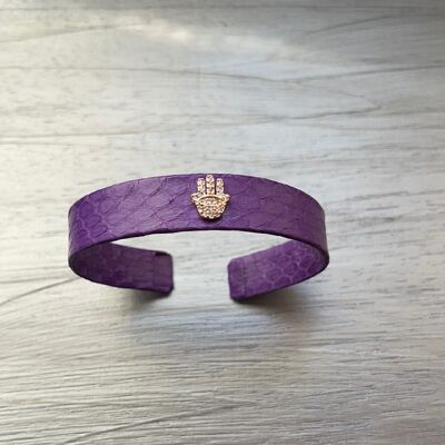 BRACCIALE IN PELLE VIOLA - Mano