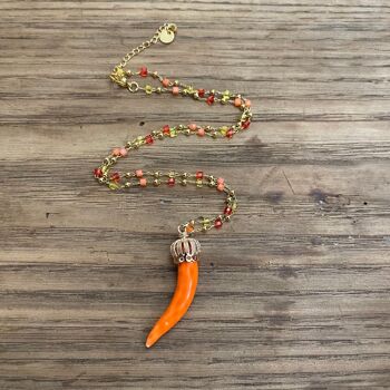 Collier avec corne OR - Chaîne orange dégradé orange 1