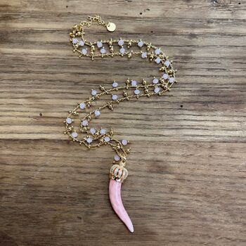 Collier avec corne OR - Collier Rosa rose 1