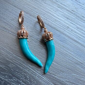 Boucles d'oreilles cornes colorées - Turquoise 1