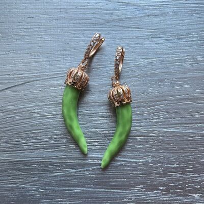 Orecchini cornetti colorati - Verde
