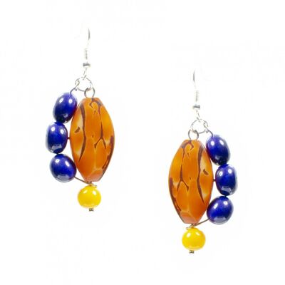 Boucles d'oreilles NONA Orange Cuit/Moutarde/Bleu Violacé