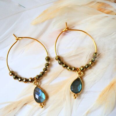 Boucles d'oreille pipa labradorite