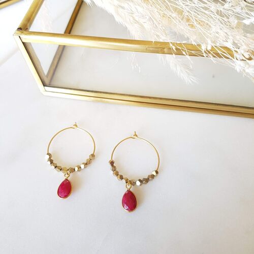 Boucles d'oreille pipa rubellite