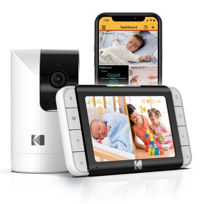 Monitor de video inteligente para bebés KODAK Cherish C525P, video de calidad para controles rápidos y confiables, batería de larga duración durante la noche y siestas