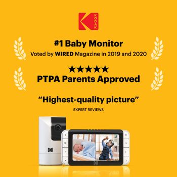 KODAK Cherish C525P Moniteur vidéo Intelligent pour bébé, vidéo de qualité pour des vérifications Rapides et en Toute Confiance, Longue durée de Vie de la Batterie Pendant la Nuit et Les Siestes 11