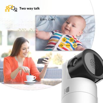 KODAK Cherish C525P Moniteur vidéo Intelligent pour bébé, vidéo de qualité pour des vérifications Rapides et en Toute Confiance, Longue durée de Vie de la Batterie Pendant la Nuit et Les Siestes 14