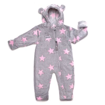 Fleece-Overall 48-52 grau-rosé