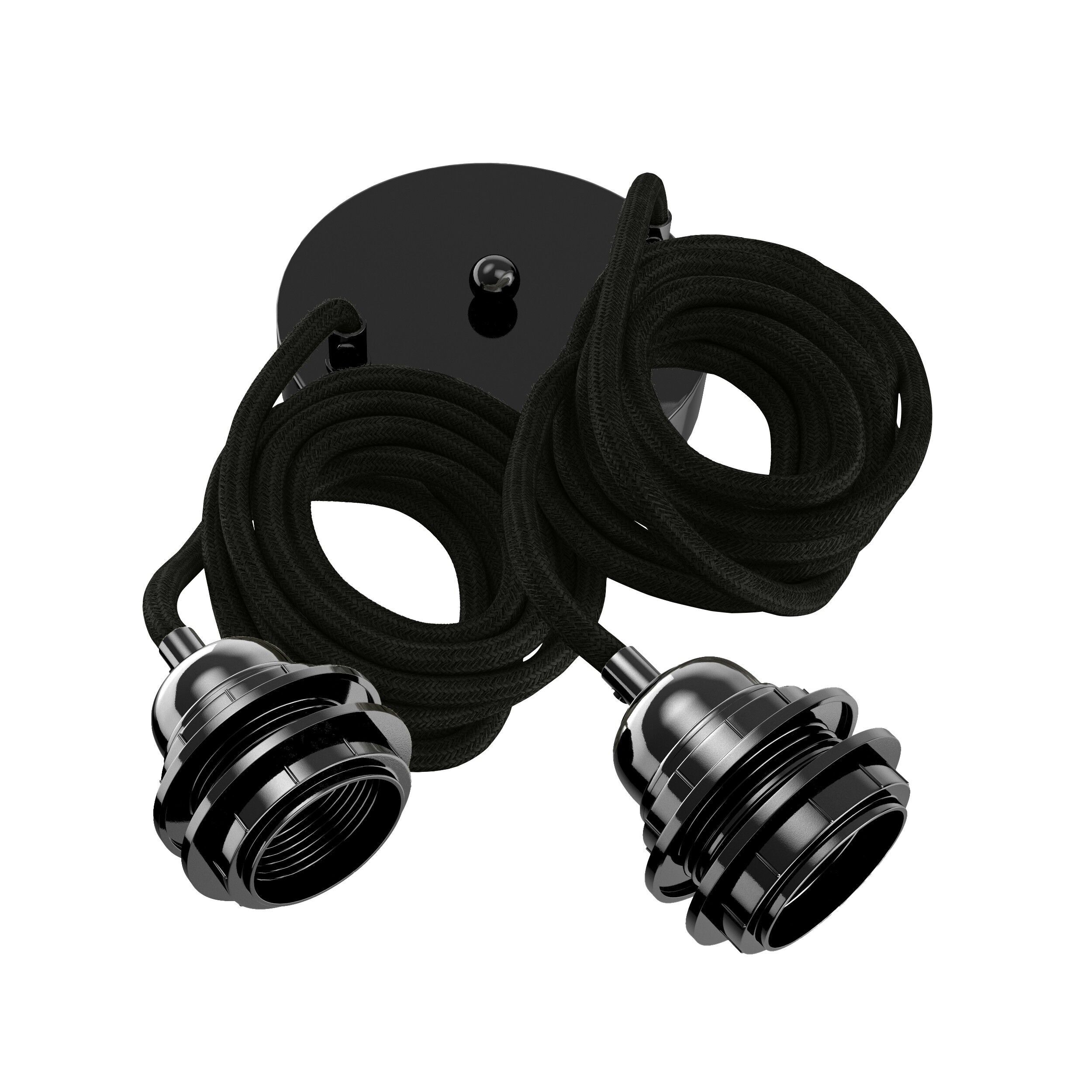 Hang-2 Suspension Plafonnier en Lin Français - 2 Fils 2,50m - Coloris Lin Noir