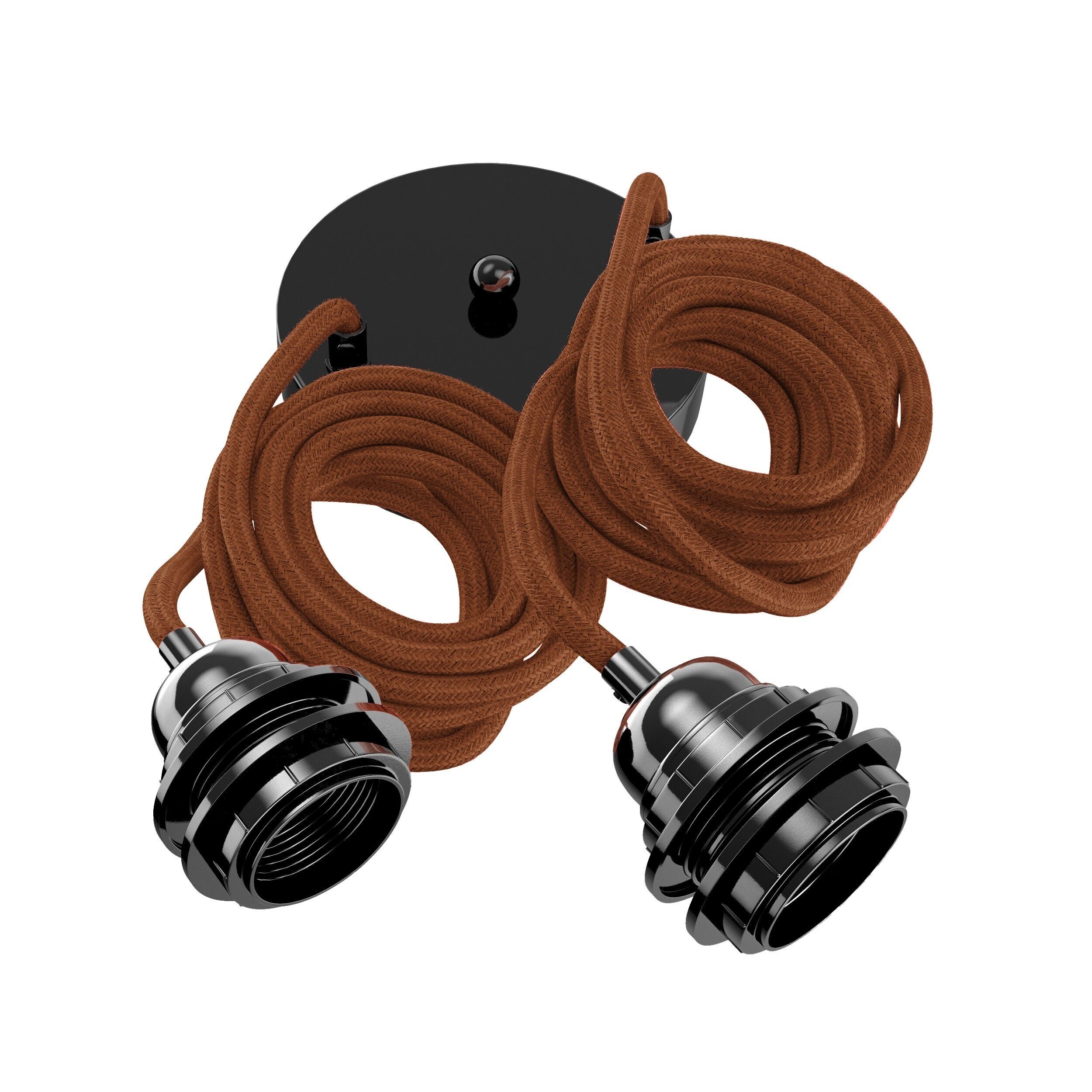 Hang-2 Suspension Plafonnier en Lin Français - 2 Fils 2,50m - Coloris Lin Brique